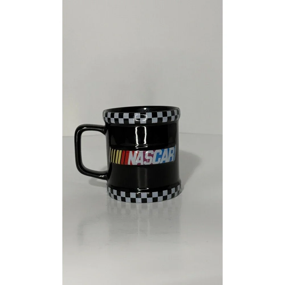 NASCAR Black Checkered Flag Coffee Mug Racing Ceramic Cup Official Logo Mug